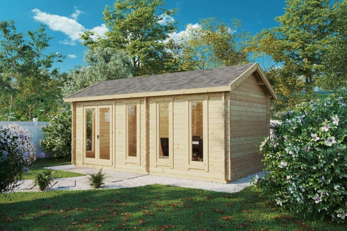 Garden house 6x3m, apex roof, 44mm wall thickness
