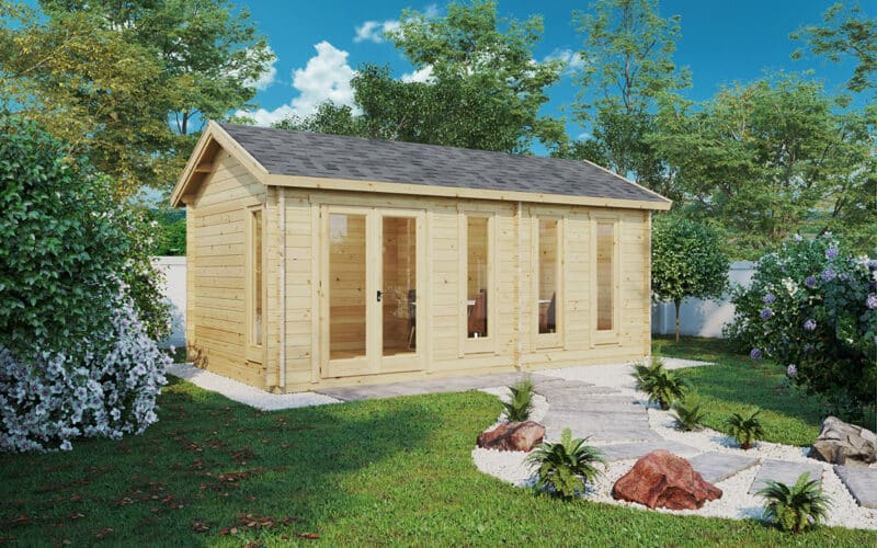 Garden house 6x3m, apex roof, 44mm wall thickness