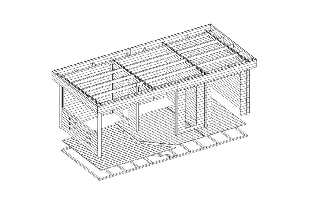 Garden house with side shed - 3D model