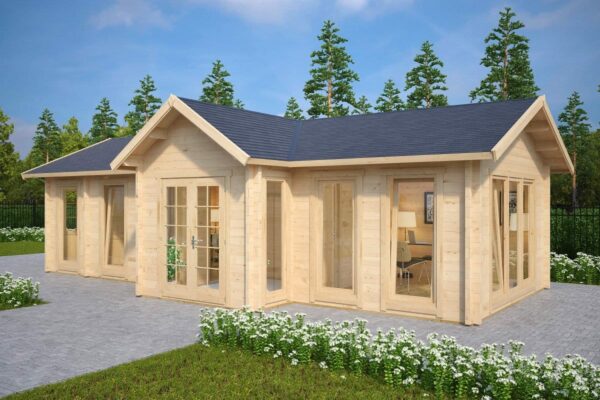 Garden log cabin 10x4m, apex roof, 70mm wall thickness