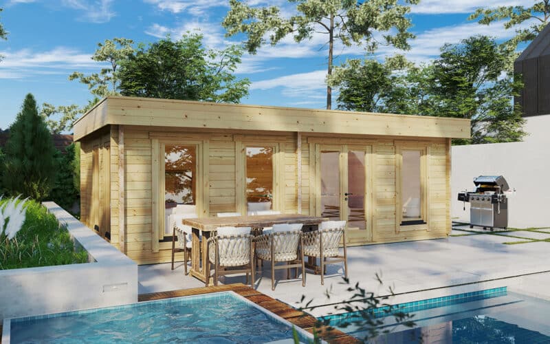 Large garden room 7x4m, flat roof, 70mm wall thickness