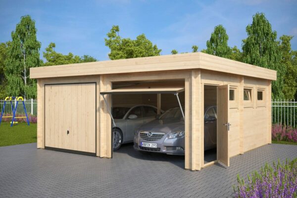 Large double garage 7x6m, flat roof, 70mm wall thickness