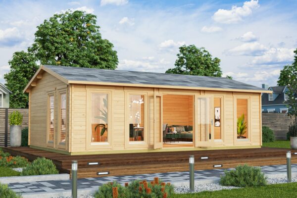 Large garden room 8x5m, apex roof, 70mm wall thickness