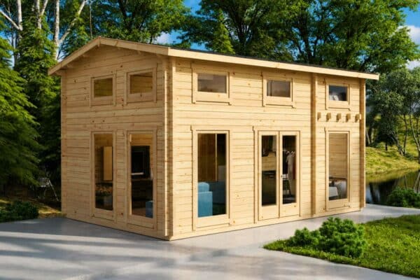 Garden log cabin with sleeping loft 6x4m, 23m², 70mm