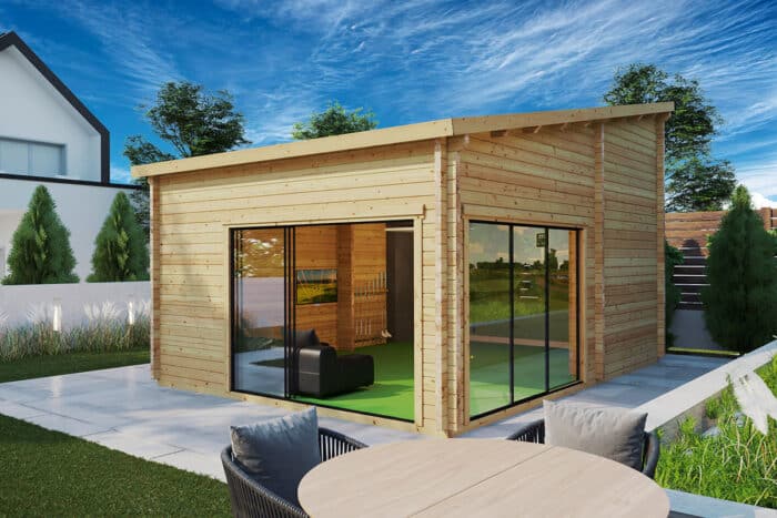 Garden room for golf simulator