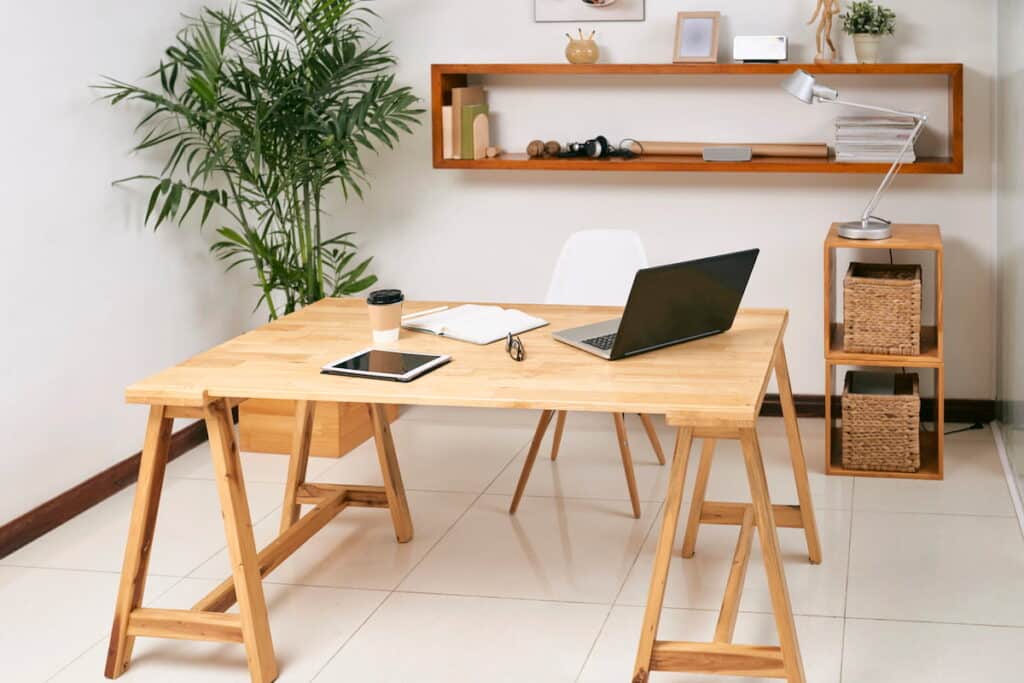 small office with wooden desk