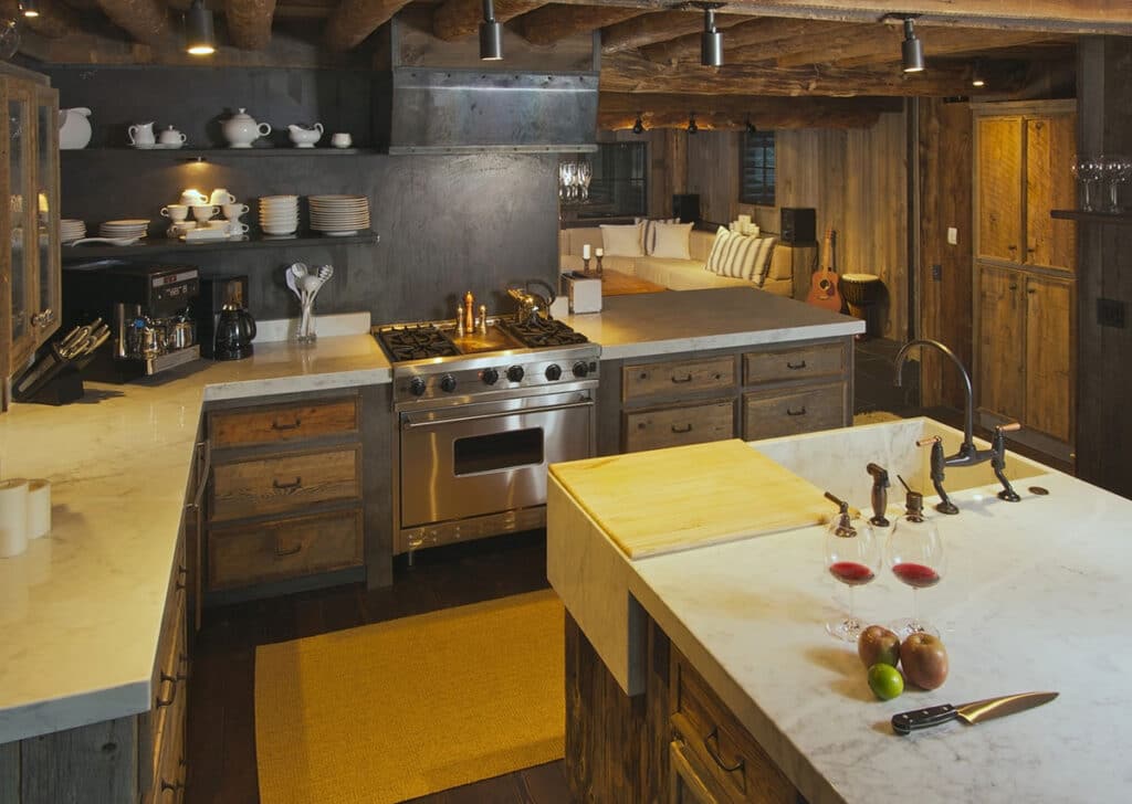 rustic log cabin kitchen