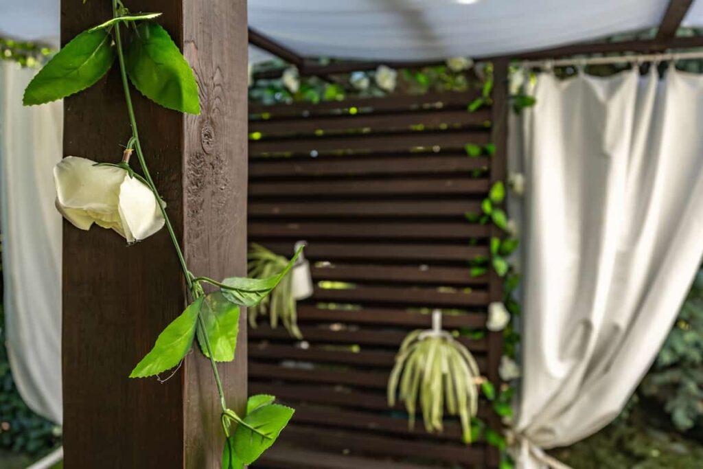 Construction of a wooden garden gazebo