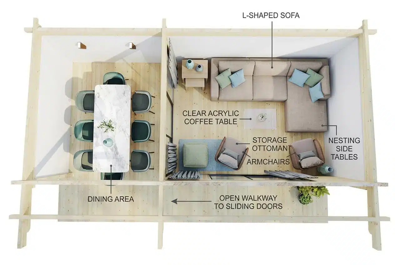 Coastal living room layout