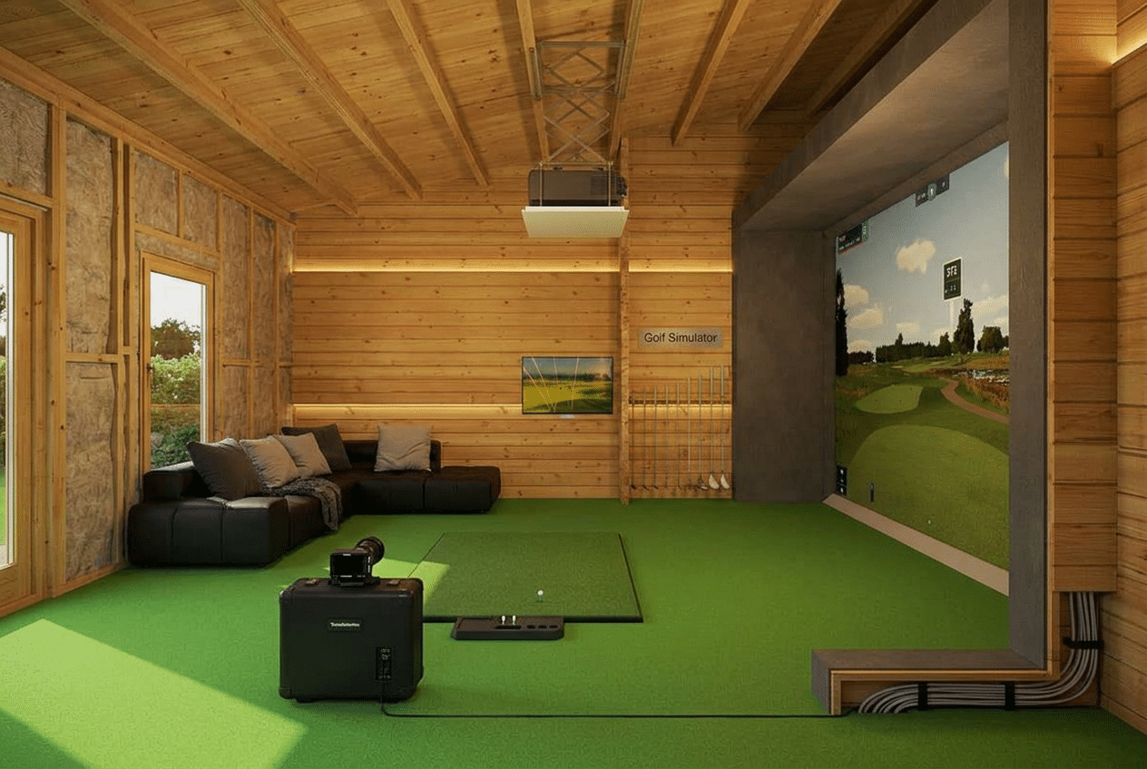 Indoor golf simulator room