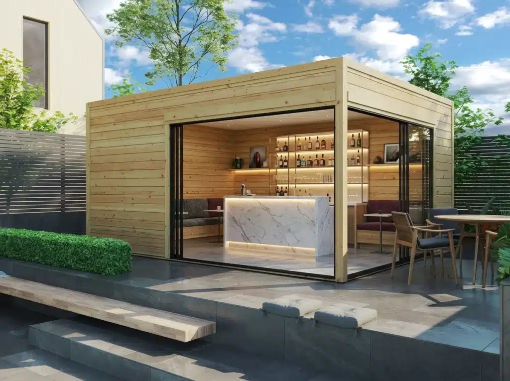 Modern garden cocktail bar
