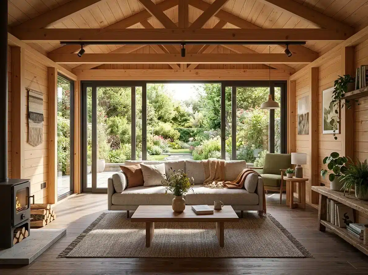 Sofa facing garden views