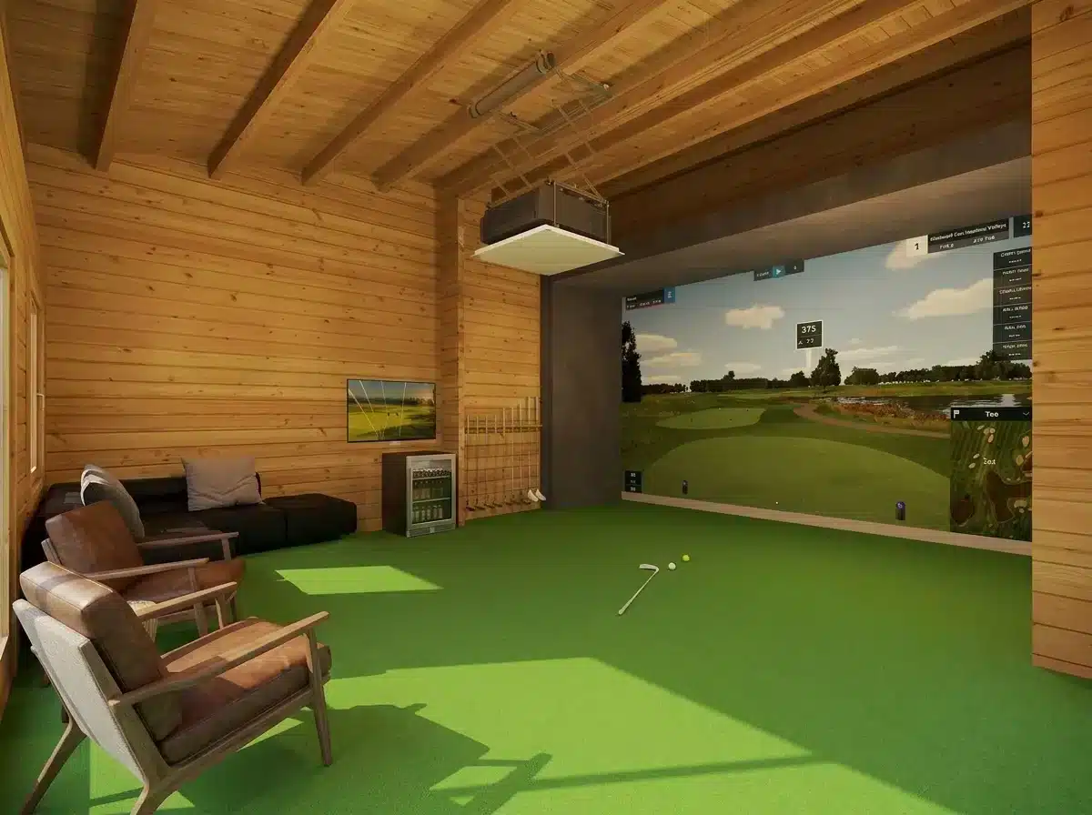 Golf simulator garden cabin