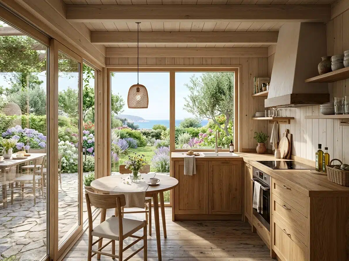 Bright garden-view kitchen