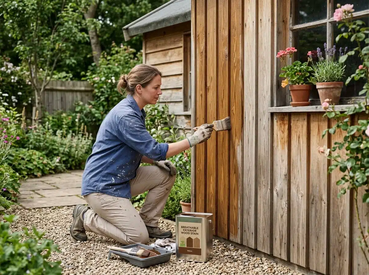Applying timber wood stain