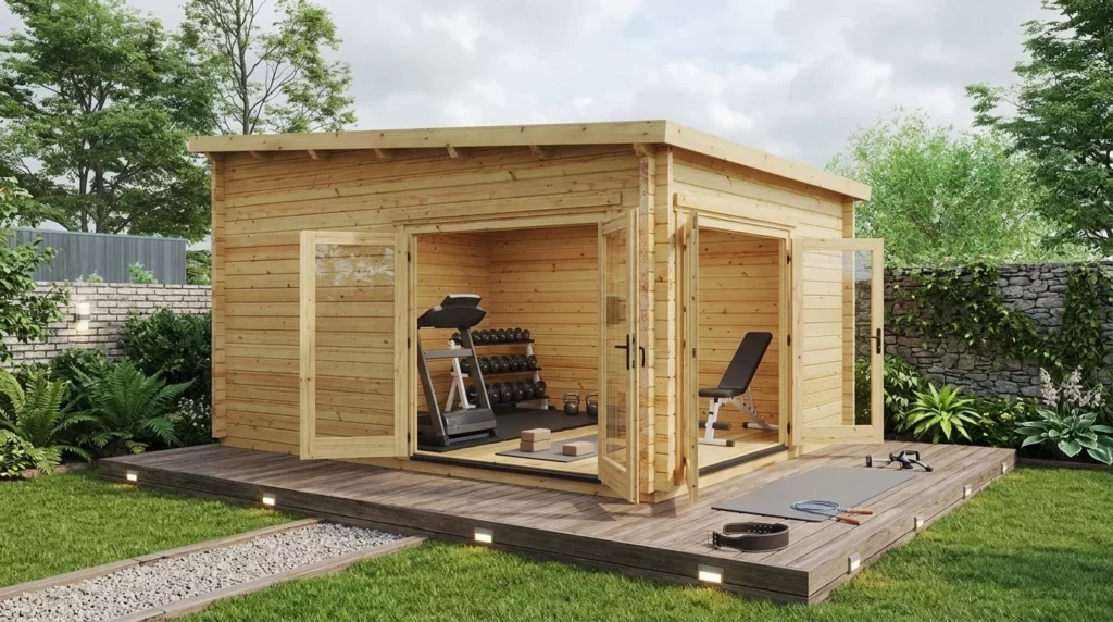 Garden log cabin gym
