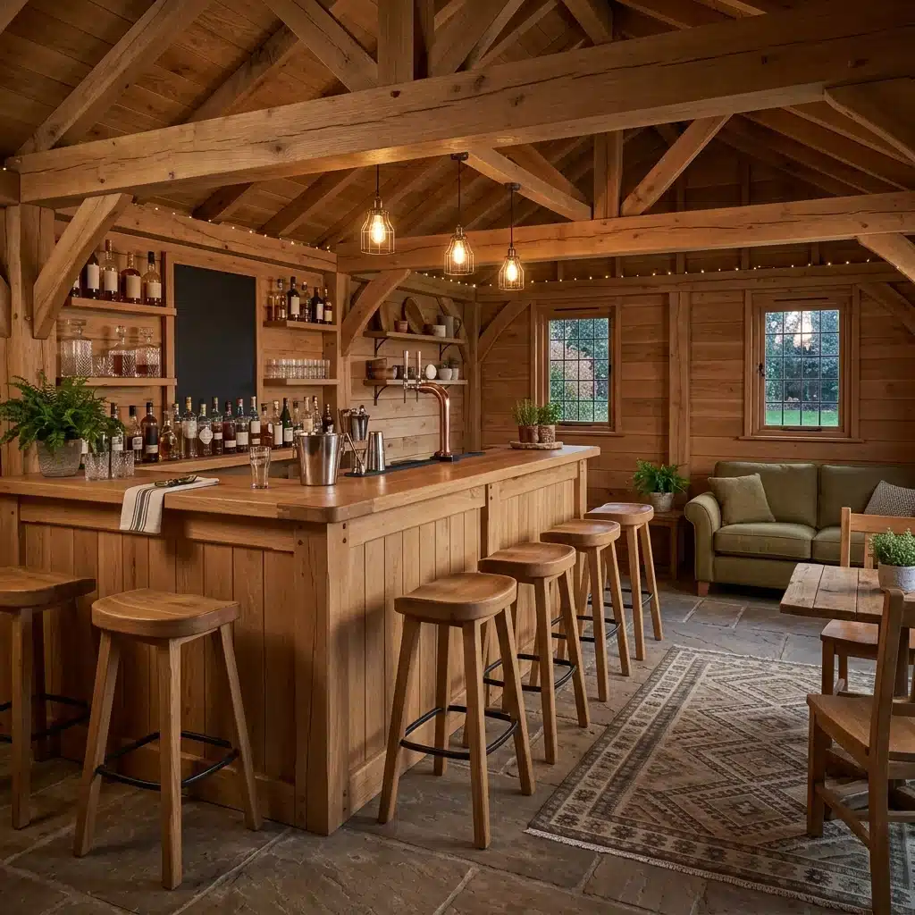 L-shaped garden bar layout