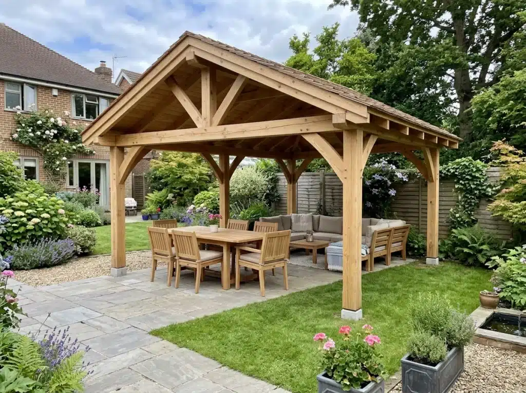 Timber garden seating area