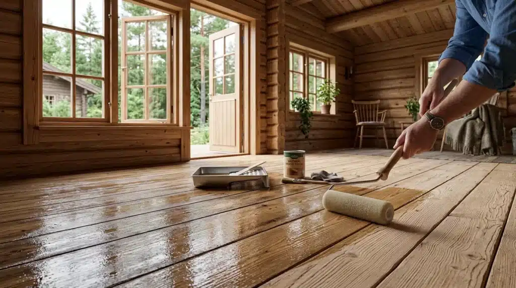 Applying floor treatment