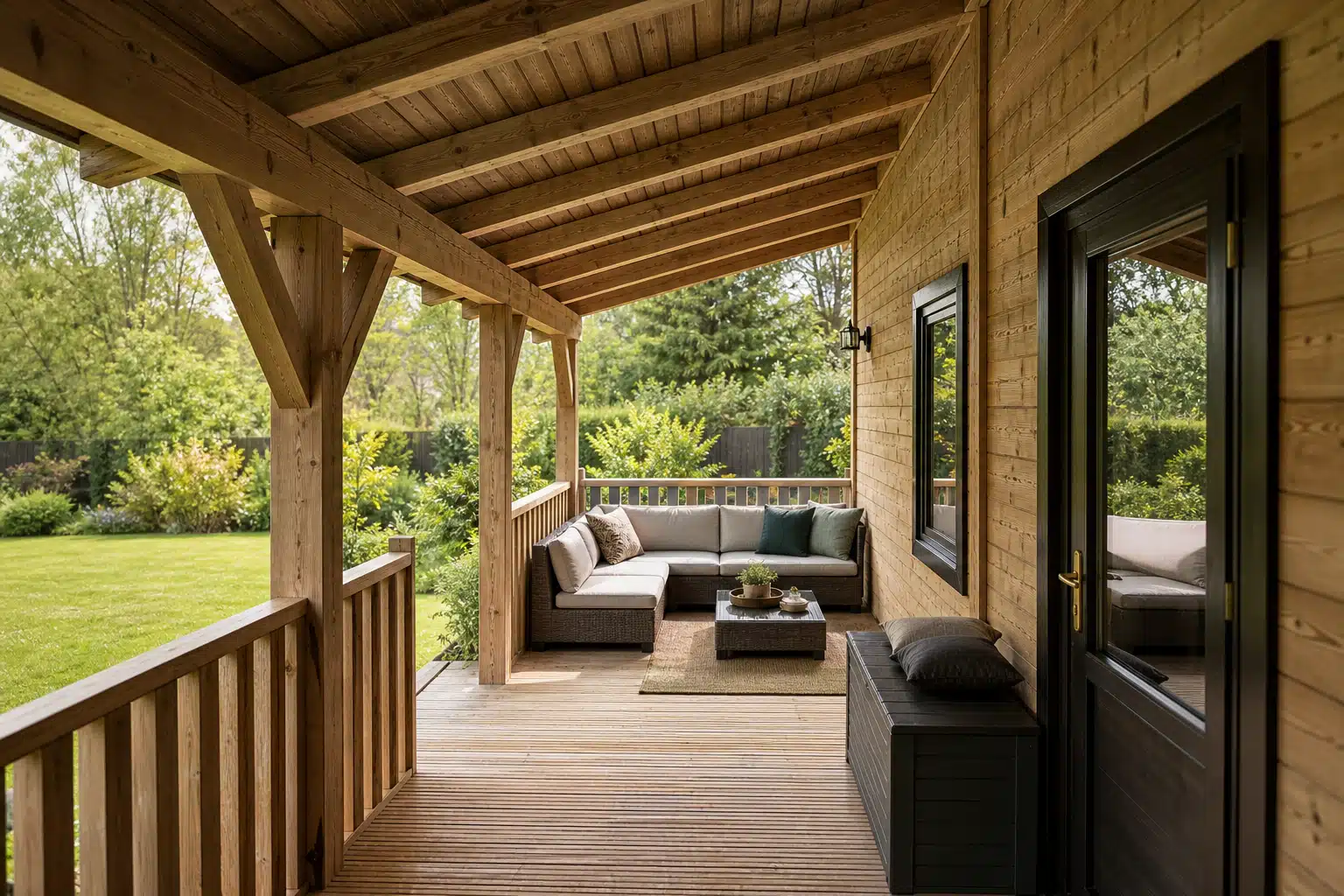 Covered veranda living room