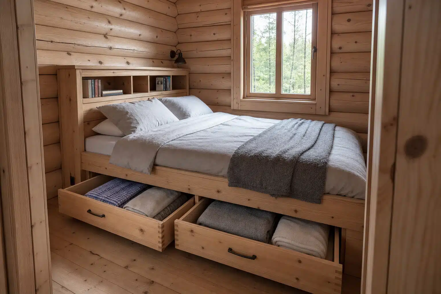 Integrated under-bed cabin storage
