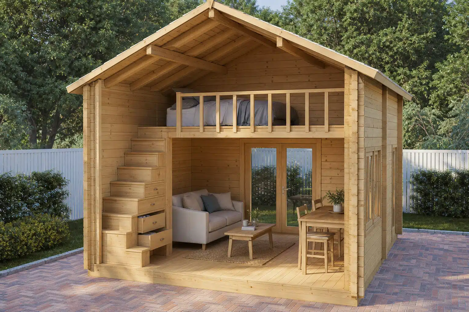 Compact cabin sleeping loft